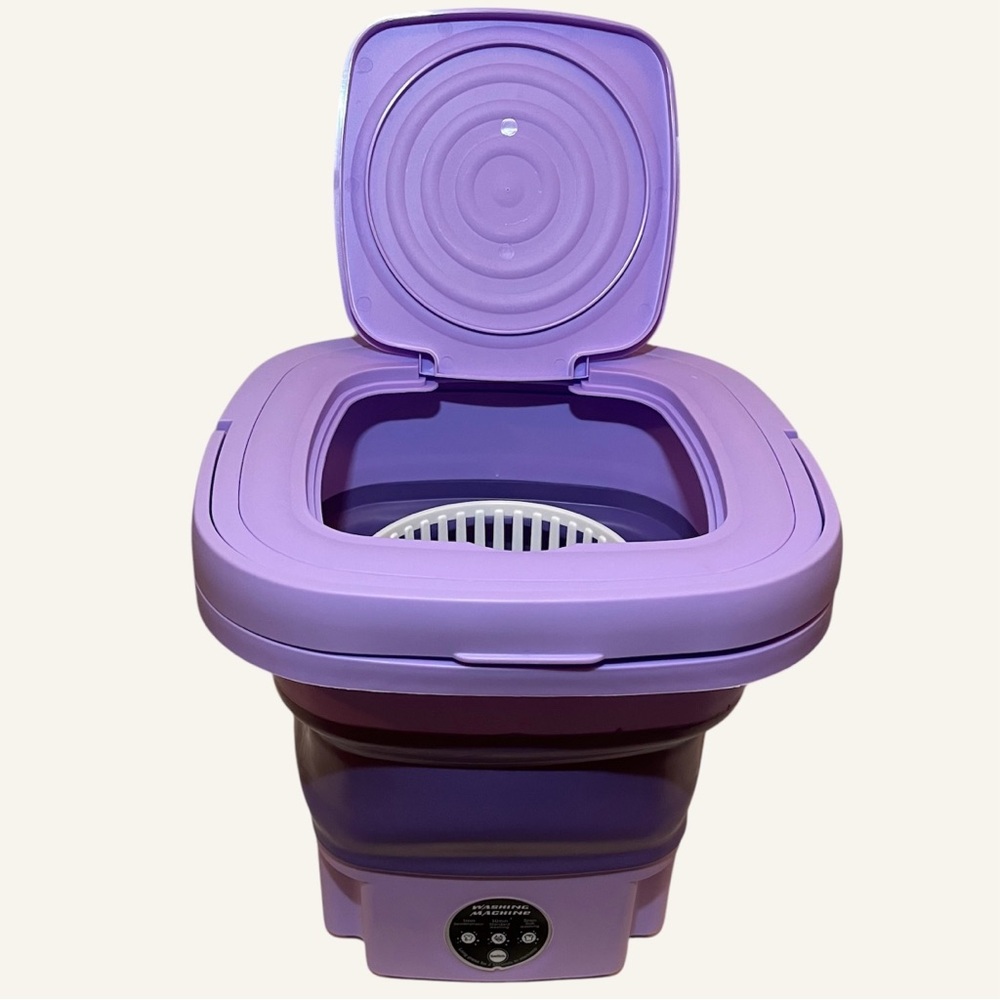 Foldable/Portable Washing Machine & Mini Washer-Dryer Combo (Purple)